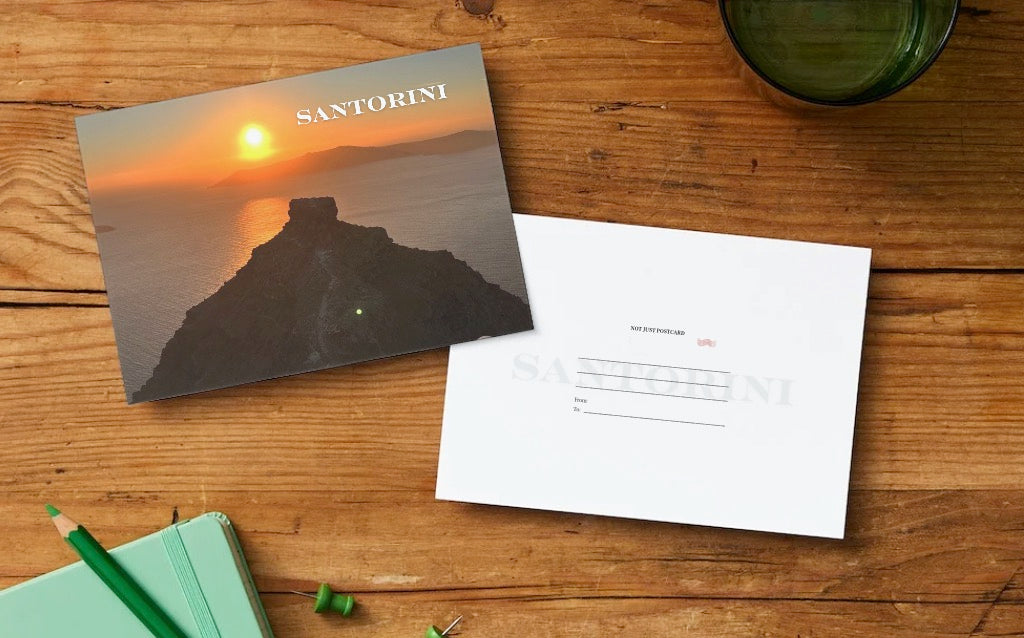 Santorini Sunset Glow – Postcard