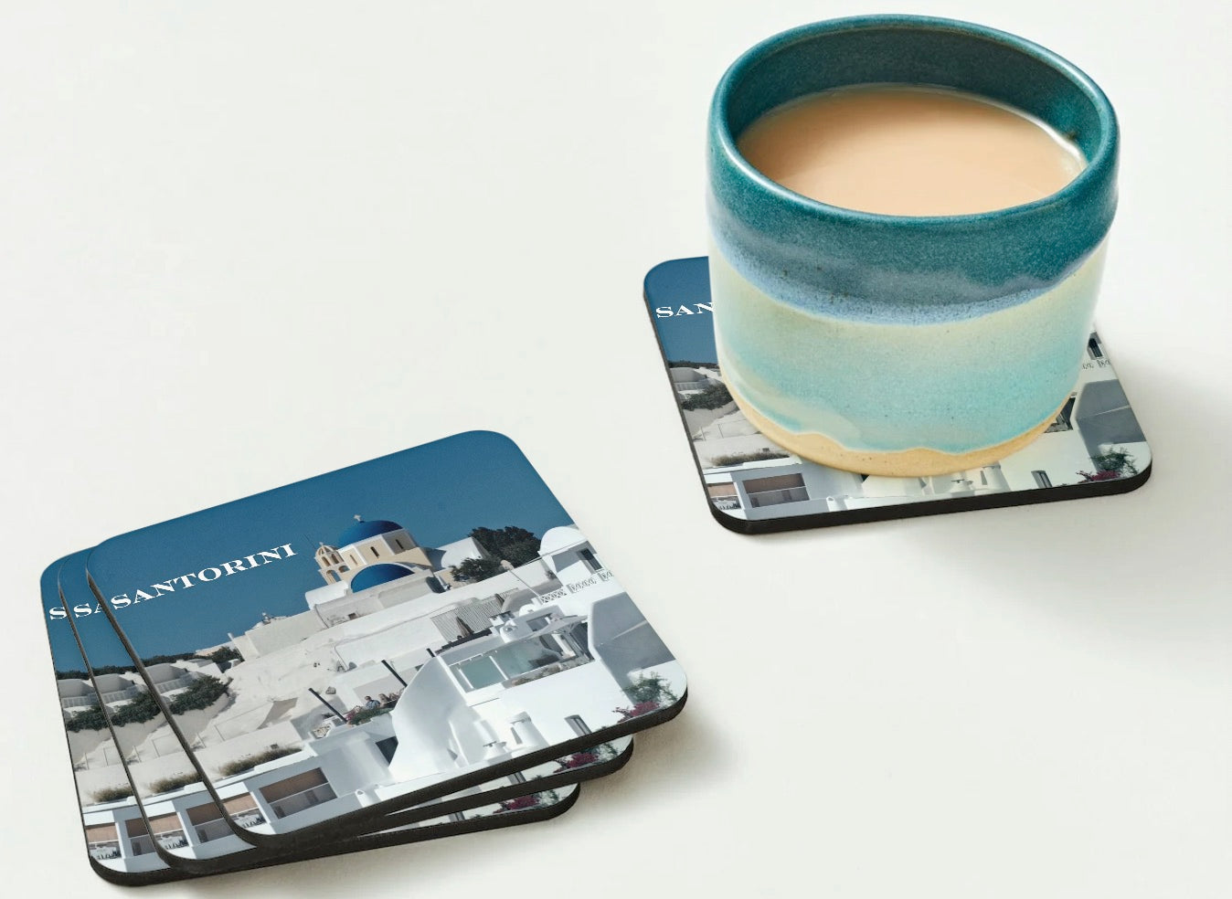 Santorini Blue – Scenic Photography Coaster