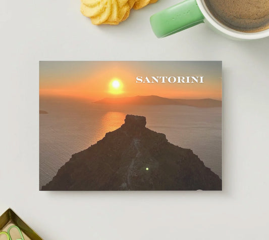 Santorini Sunset Glow – Postcard