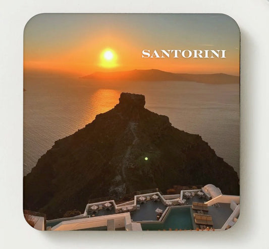 Santorini Sunset Coaster – Imerovigli View